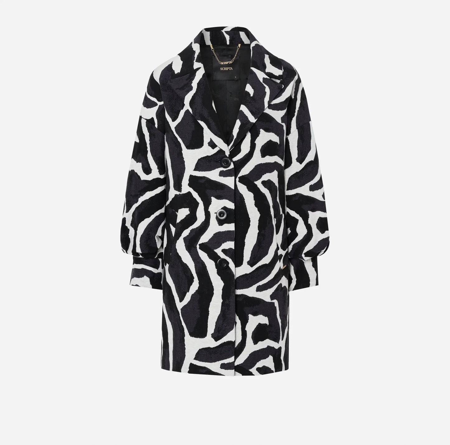 Casaco em Jacquard Com Manga 3/4 Efeito Balão - Scripta