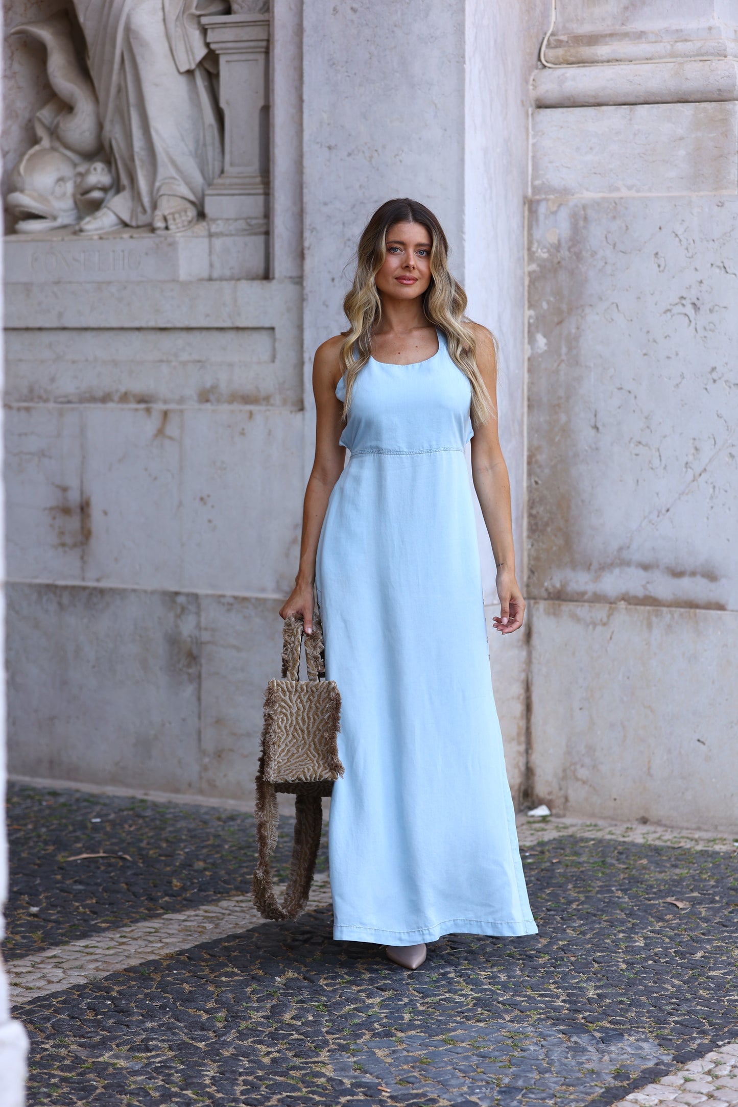 Vestido Longo de Ganga - Gaëlle Paris