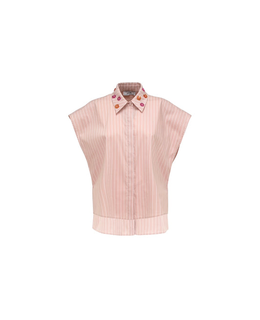 Blouse with applications on the collar - Jijil