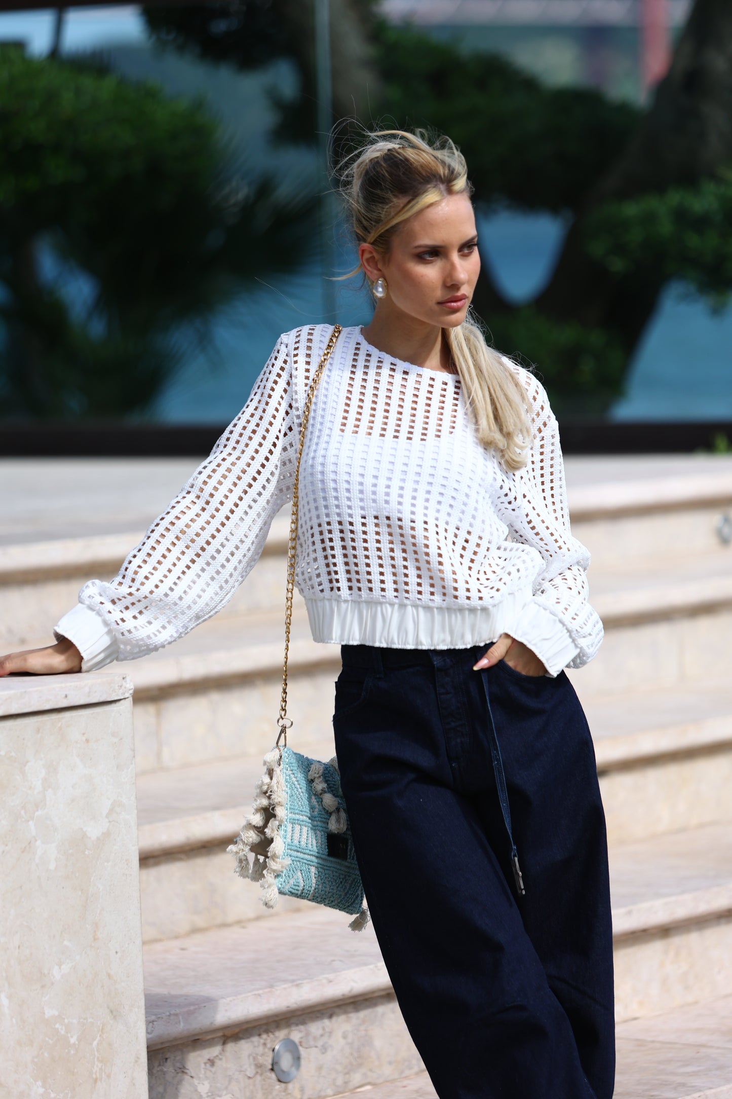 Blusa texturizada com mangas compridas - Jijil