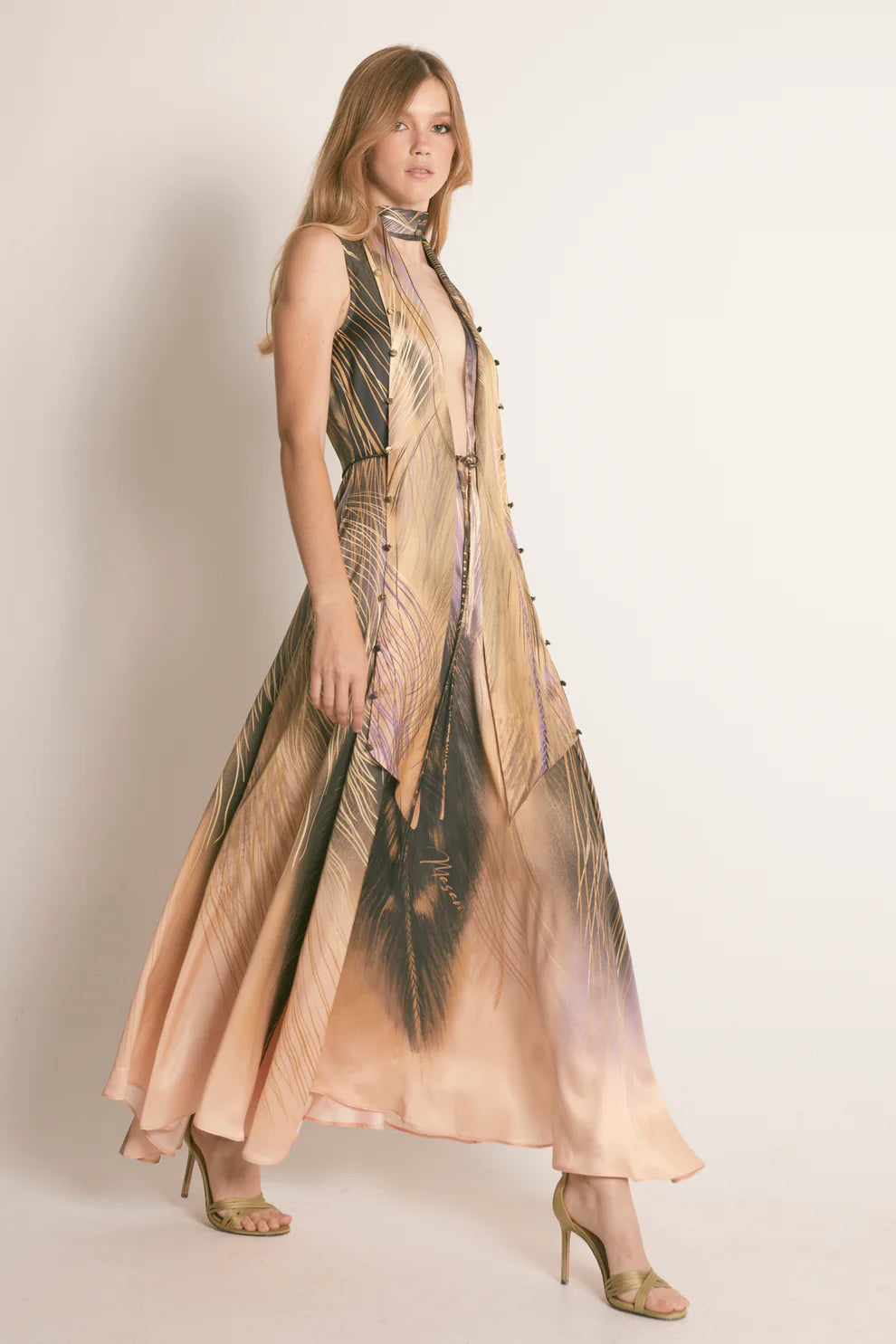 Vestido Maxi Greta Plumas - Masavi