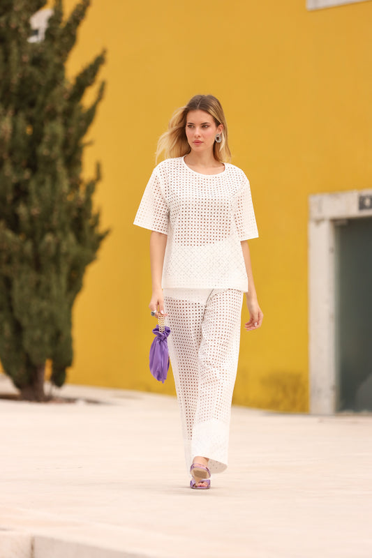 Lace Trousers with Beading on the Hem - Jijil