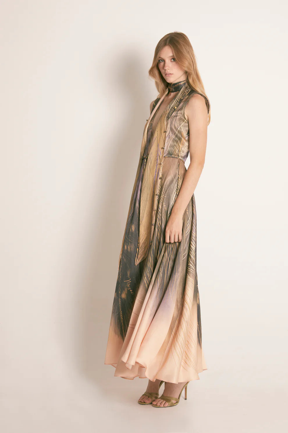 Vestido Maxi Greta Plumas - Masavi