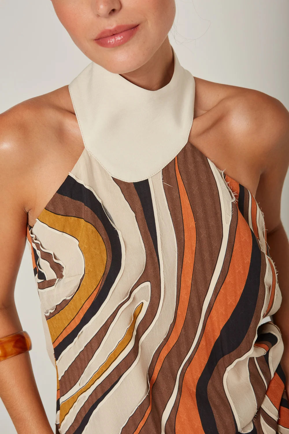 Orange Dexter Collar Blouse - Masavi