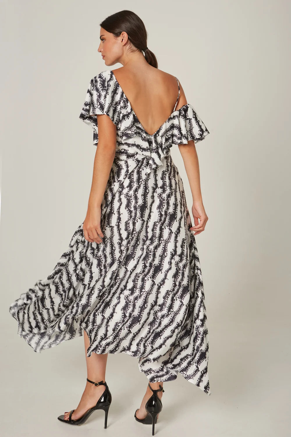Zebra Print Neckline Midi Dress - Masavi