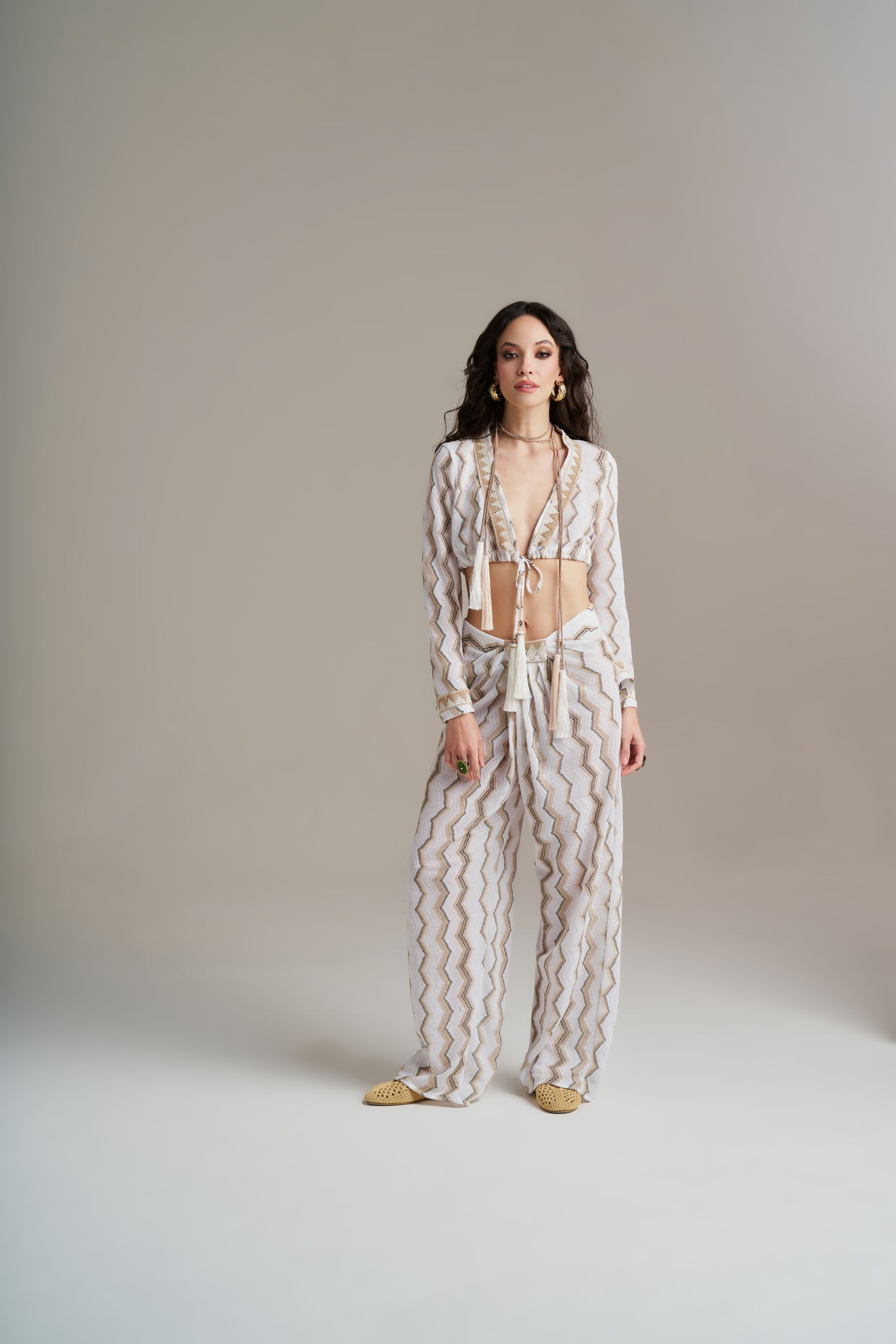 Top Em Malha Com Lurex E Padrão Geométrico – Pho Firenze
