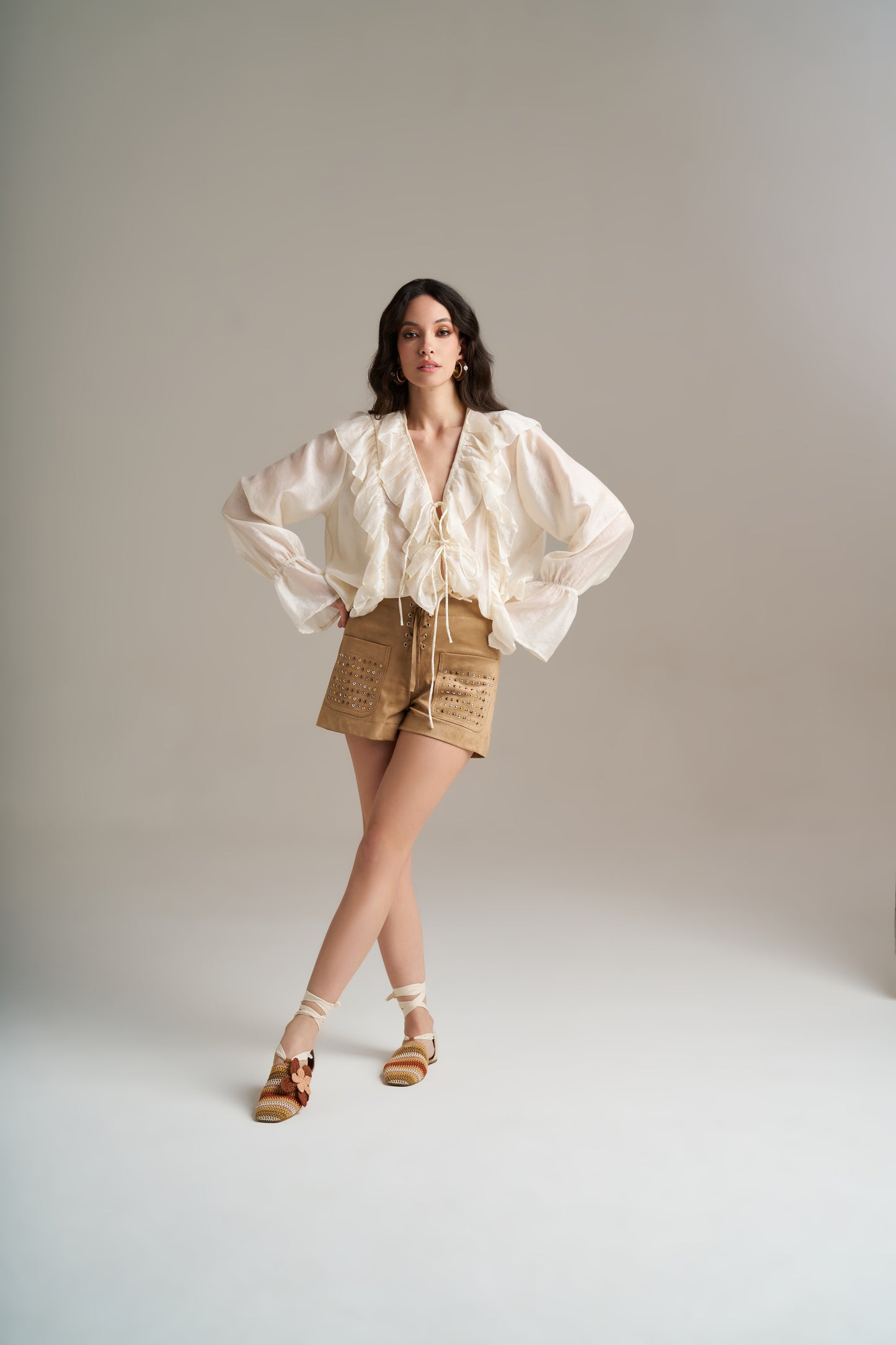 Camisa Fluida Com Folhos – Pho Firenze