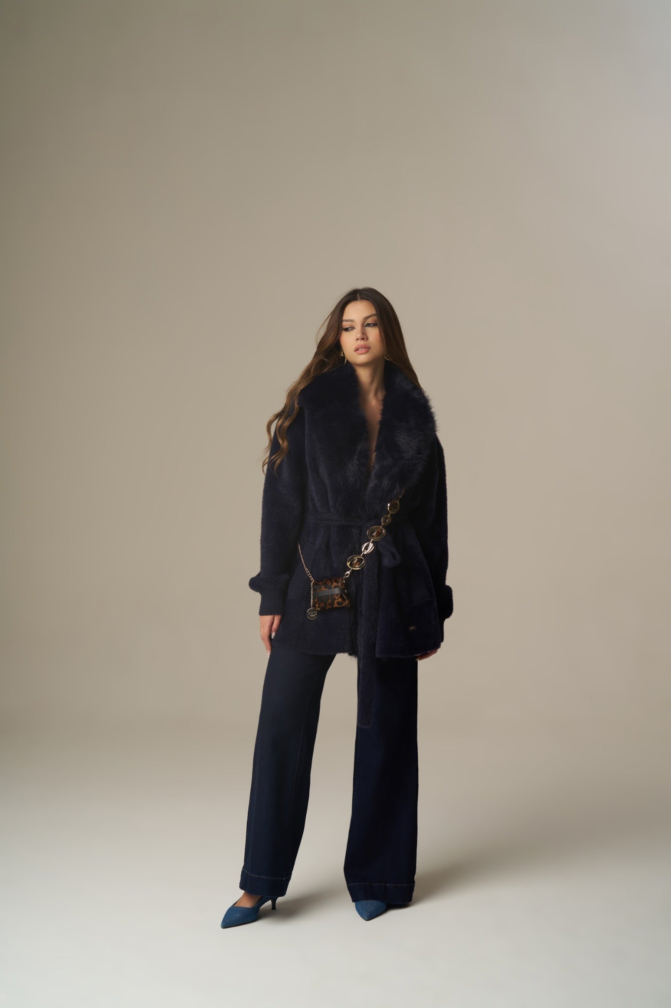 Cardigan De Malha Com Pelo E Cinto – Pho Firenze