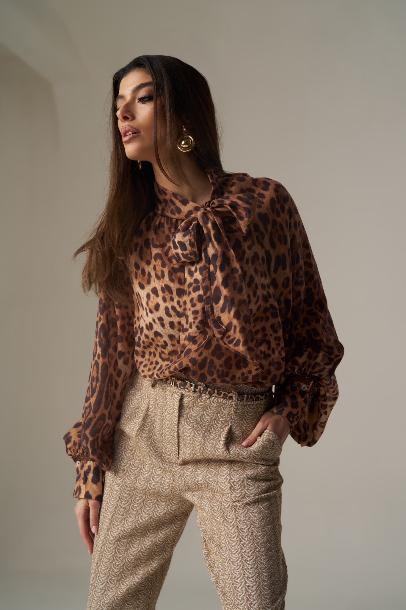 Camisa Animal Print com Laço – Pho Firenze
