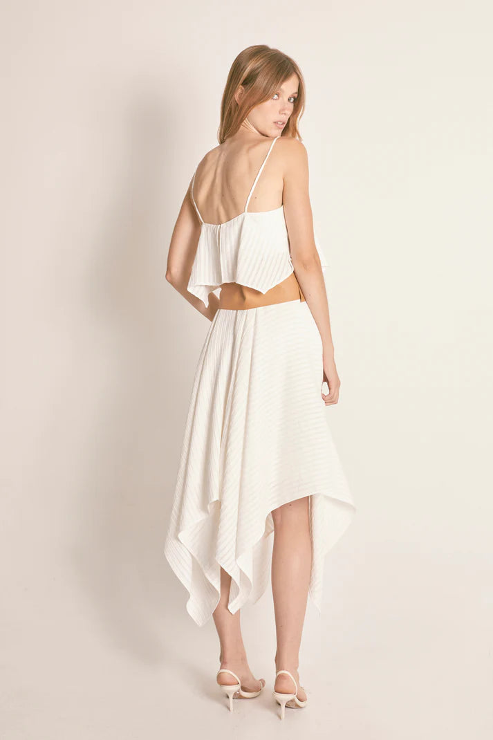 Vestido Midi Amerigo listras Branco - Masavi