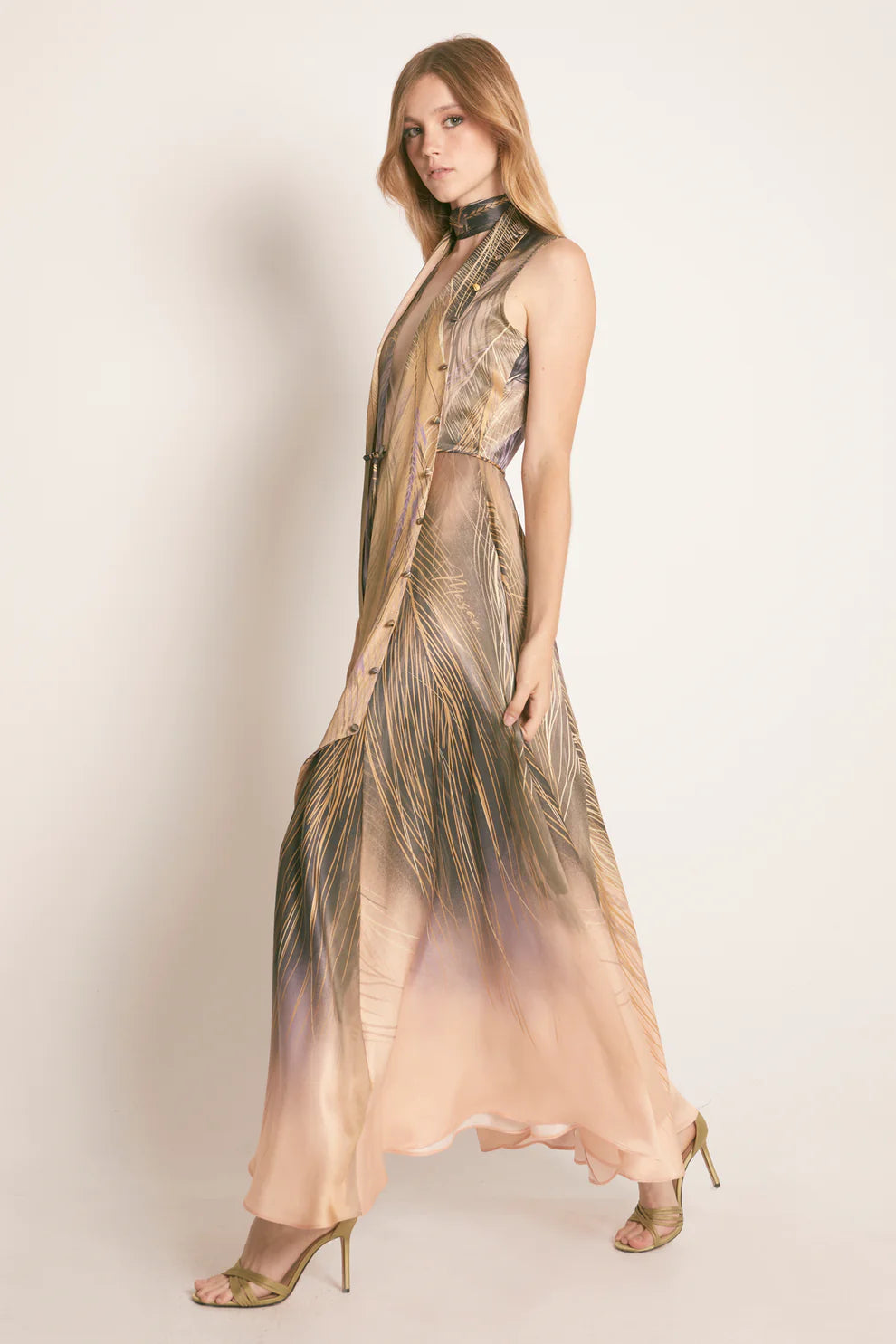 Vestido Maxi Greta Plumas - Masavi
