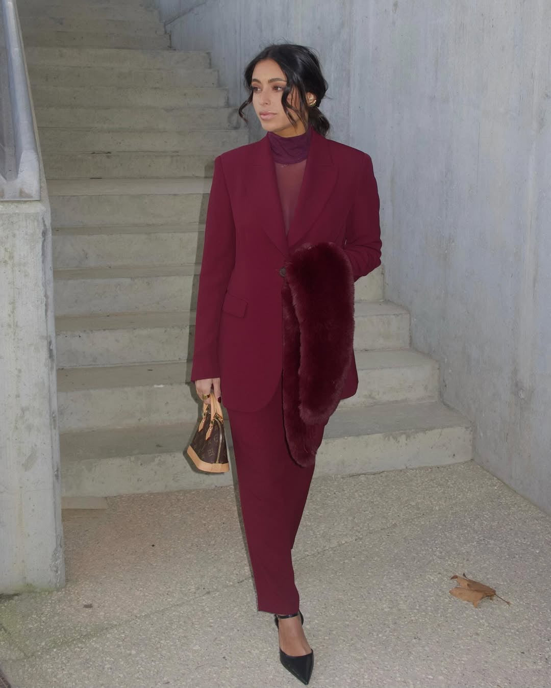 Burgundy Straight Trousers - Jijil