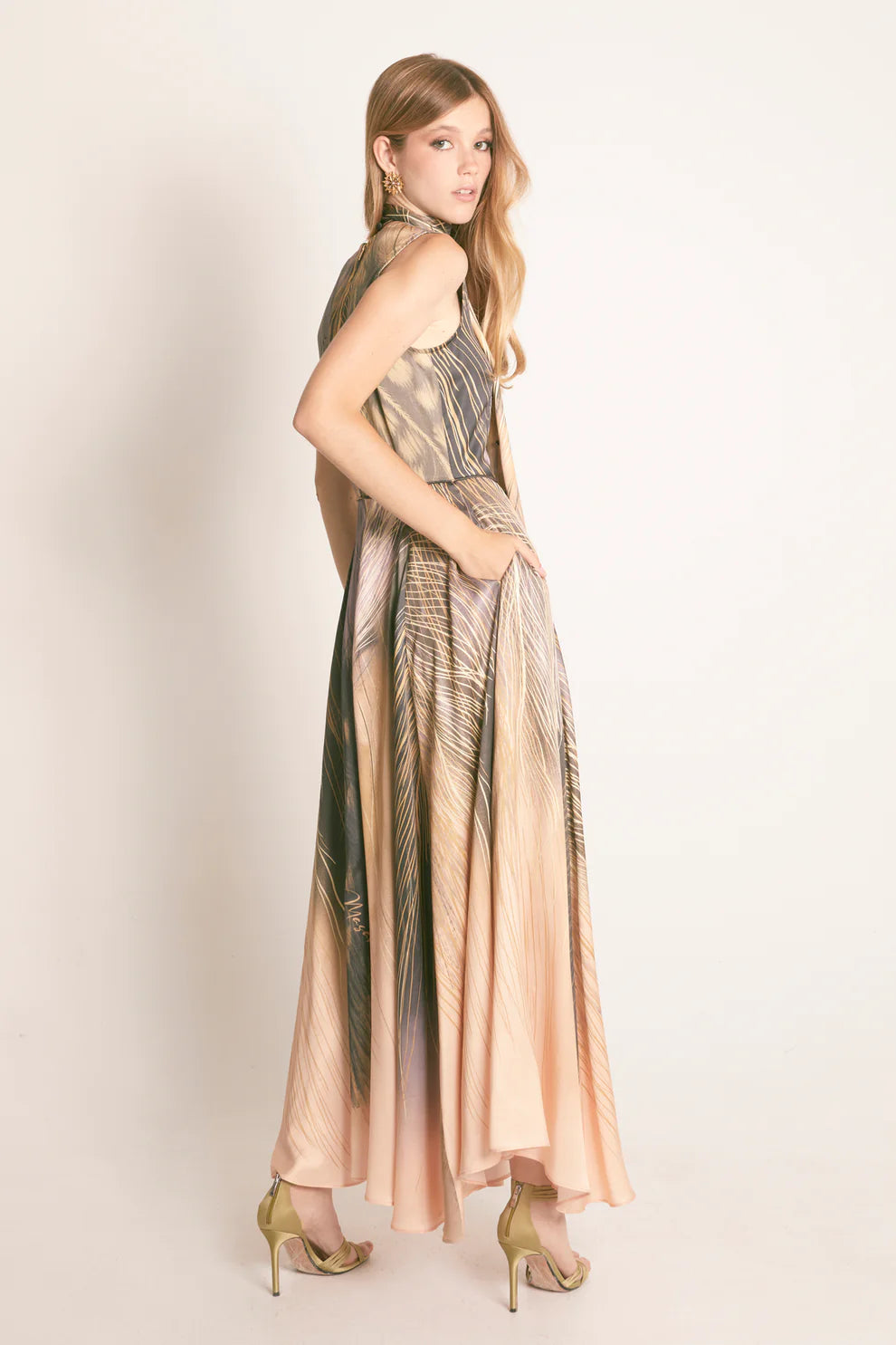 Vestido Maxi Greta Plumas - Masavi