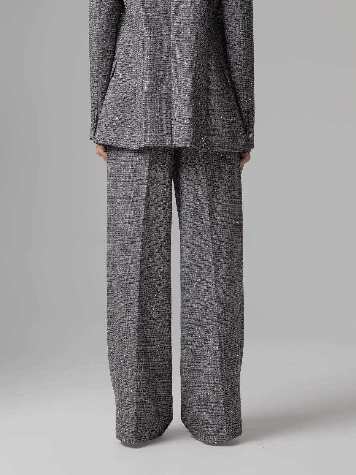 Calças Loose Fit com Pinças e Brilho Cinzento – Gaëlle Paris