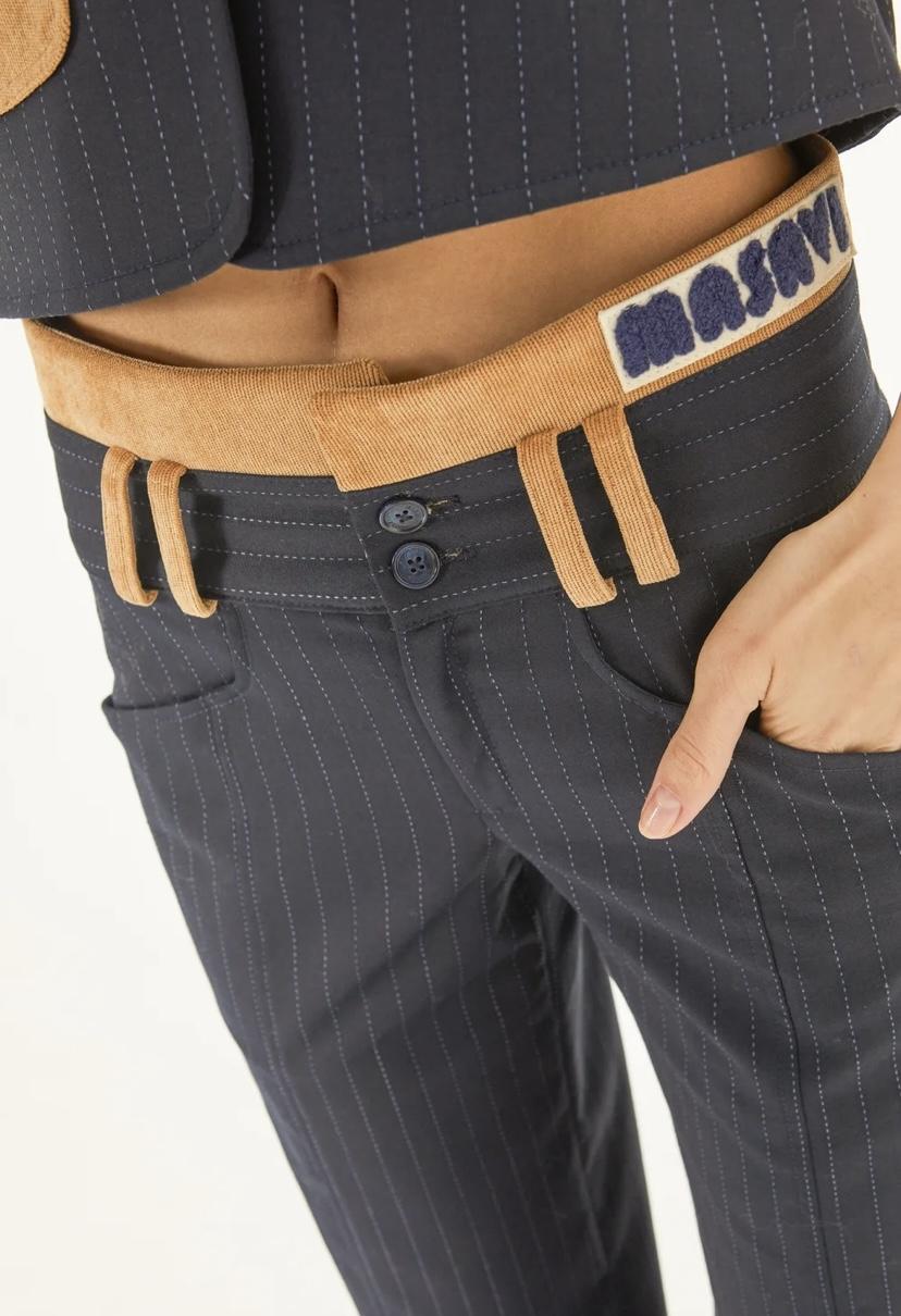 Calça de Risca de Giz Azul - Masavi