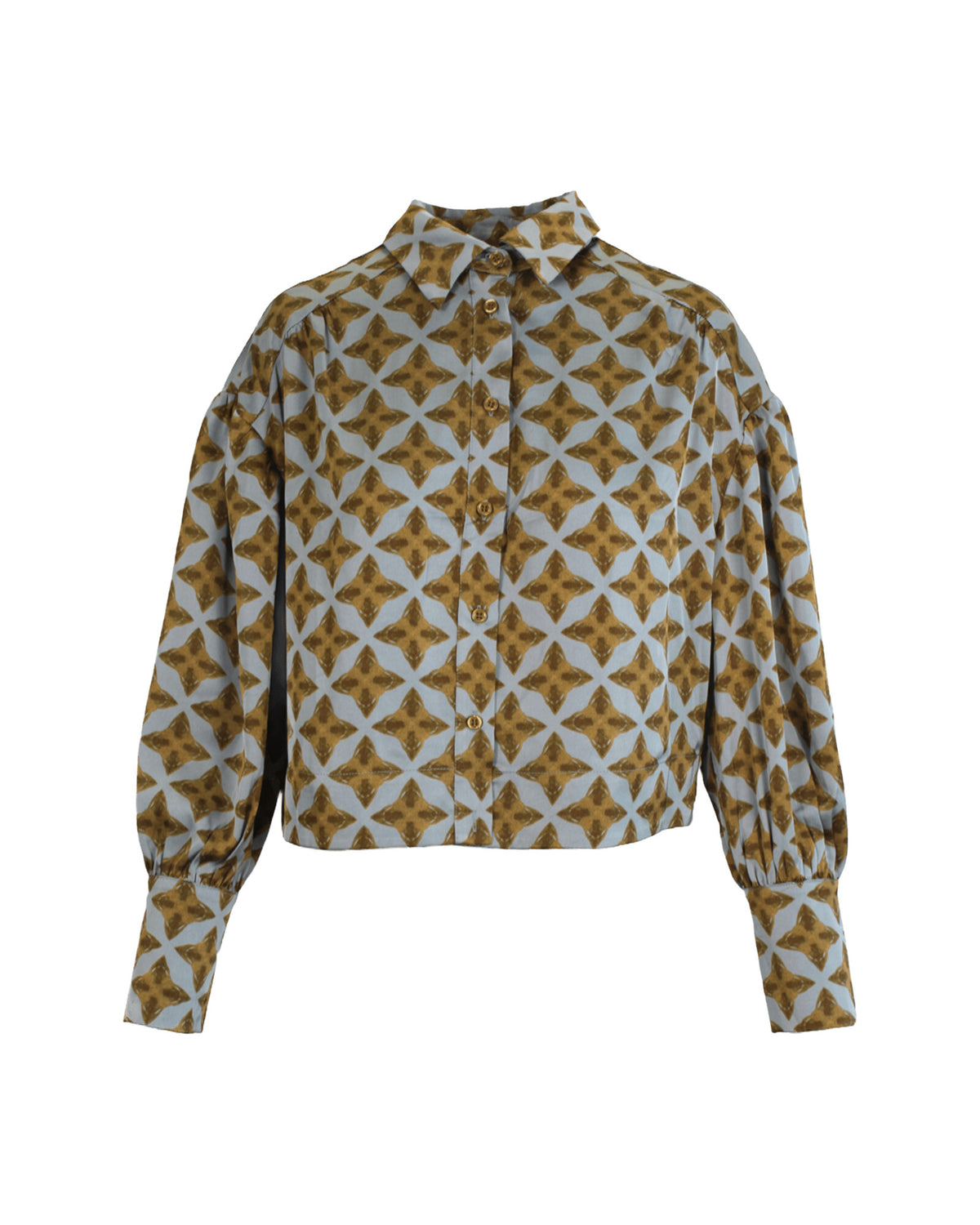 Blusa Florence de Gola Subida com Estampado Geométrico – Anonyme Designers