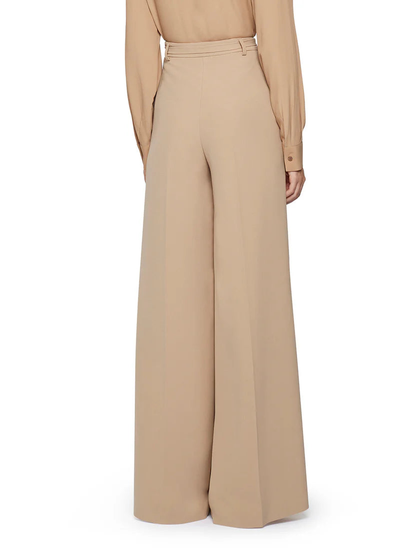 Wide Leg Trousers with Gold Plated Metal Buckle - Simona Corsellini