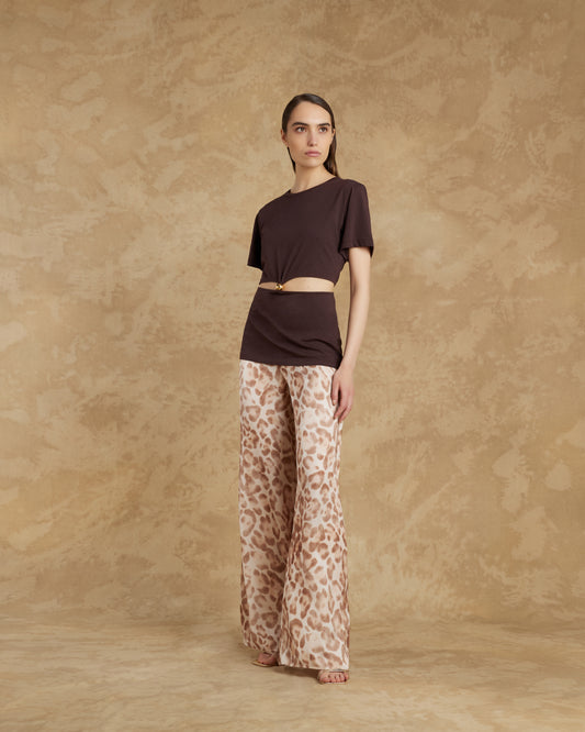 Animal Print Wide Leg Pants - Simona Corsellini