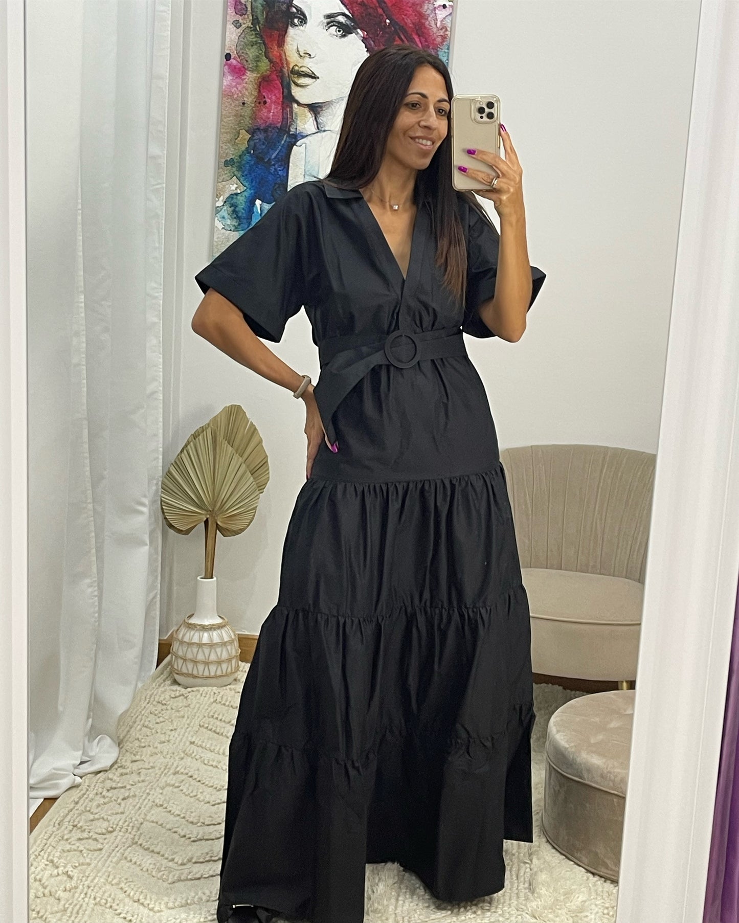 VESTIDO LONGO COM CINTO - Jijil