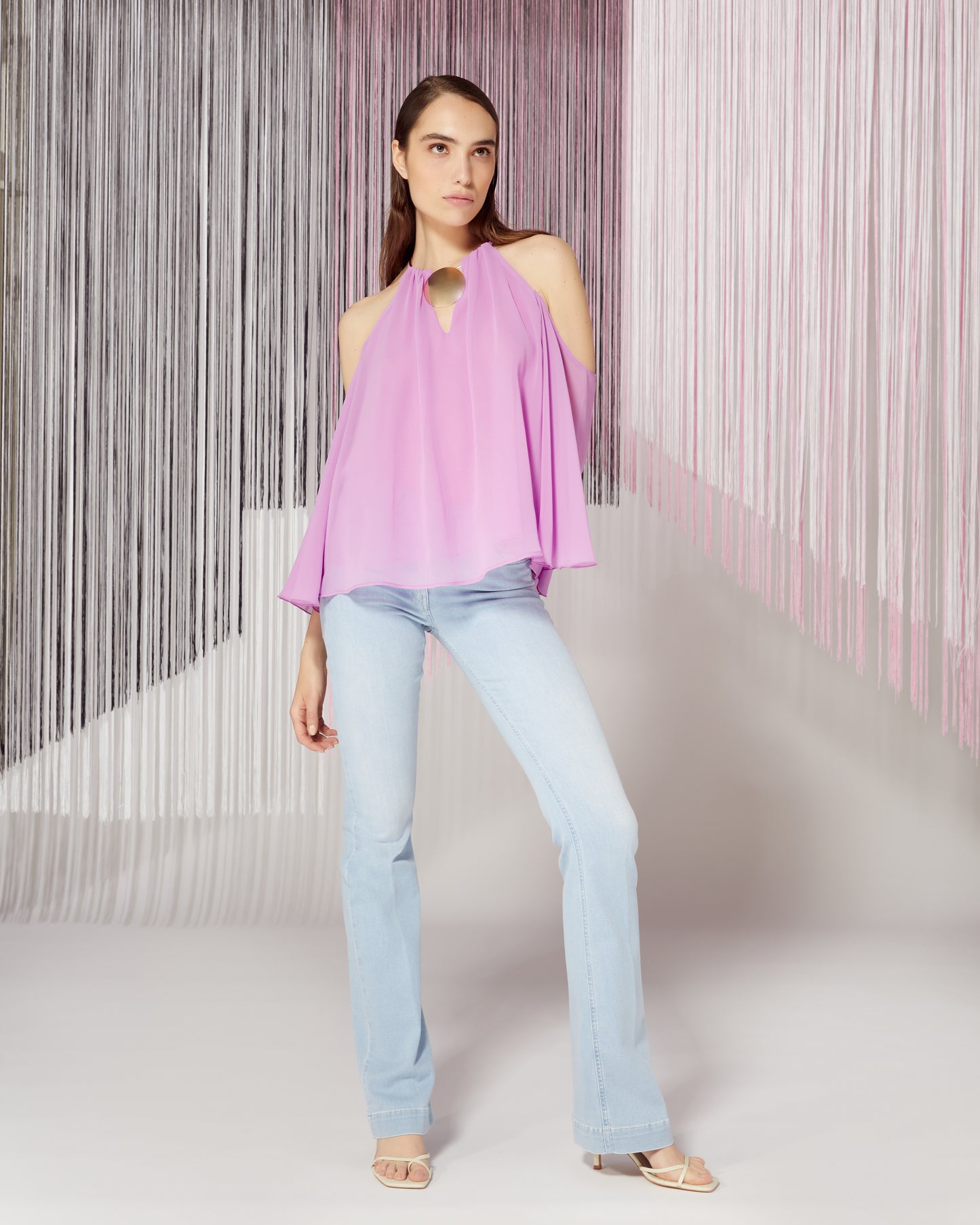 Pink Blouse with Gold Necklace - Simona Corsellini
