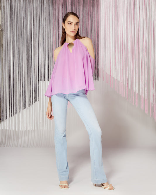 Pink Blouse with Gold Necklace - Simona Corsellini