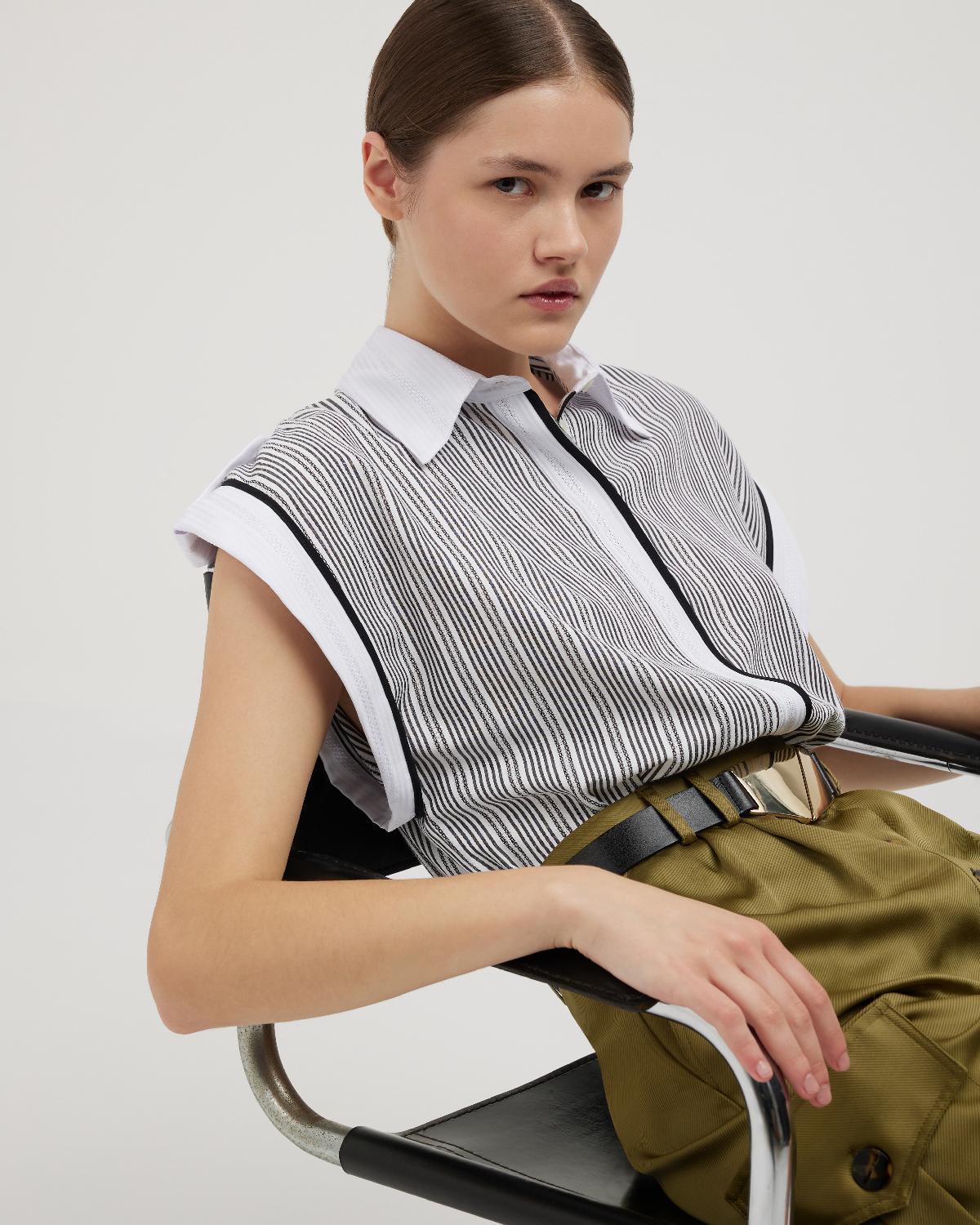 Camisa de riscas assimétricas – Simona Corsellini