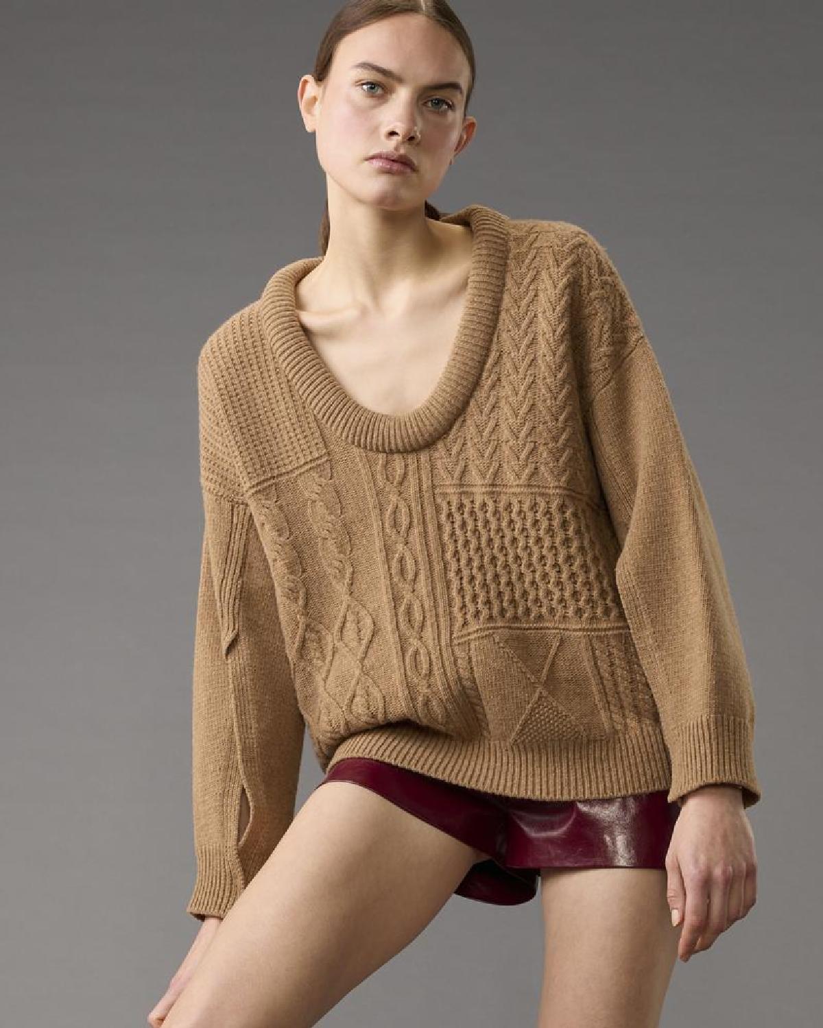 Camisola Oversized em Tricô Trançado - Simona Corsellini