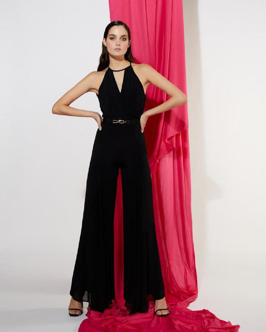 Macacão Preto Tecido Fluido - Simona Corsellini