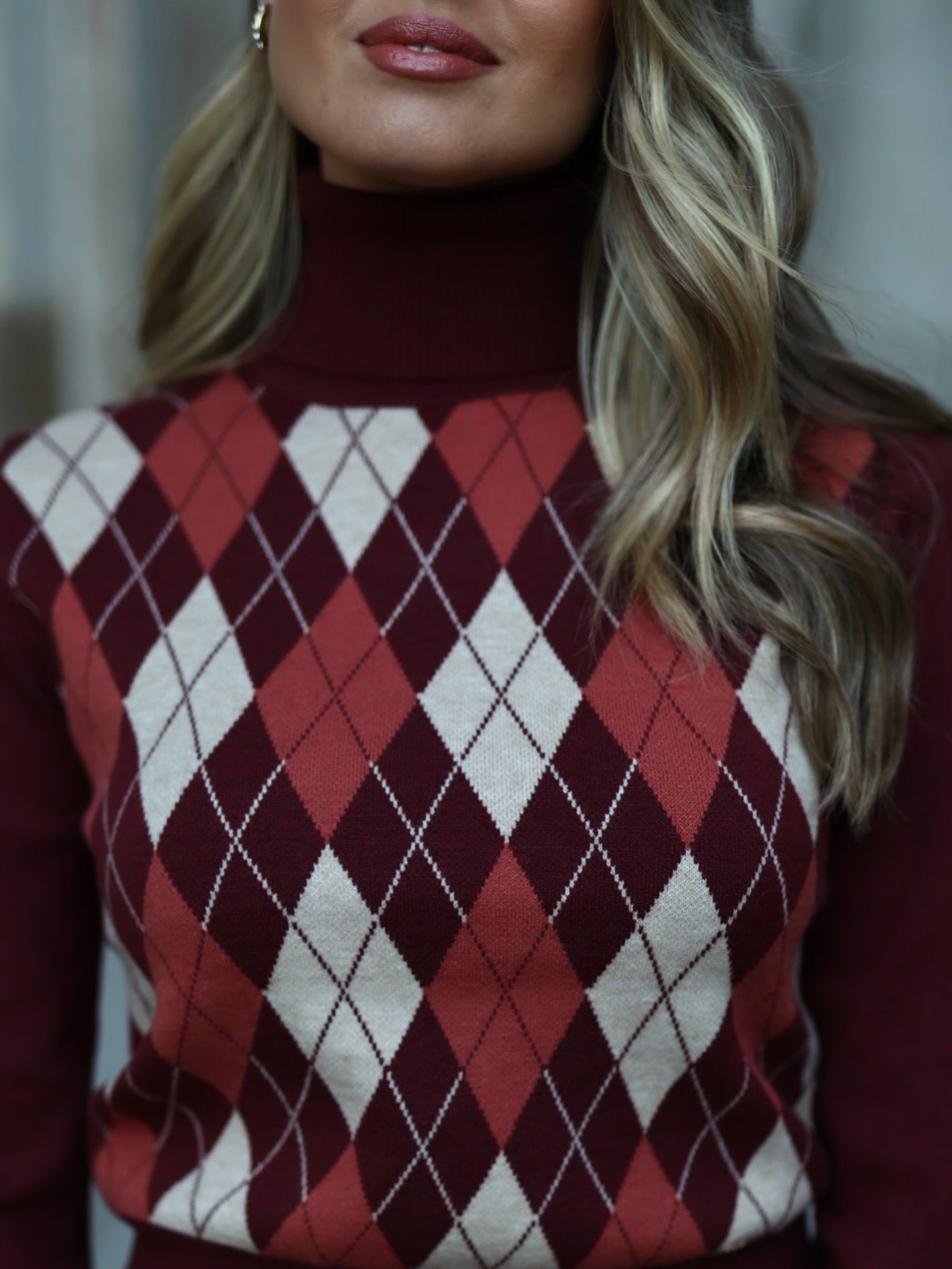 Saia de Malha com Padrão Losango – Scripta