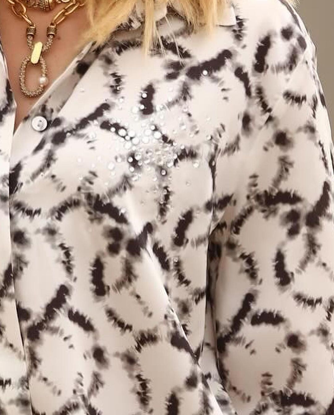 Camisa Estampada com Brilhantes - Jijil