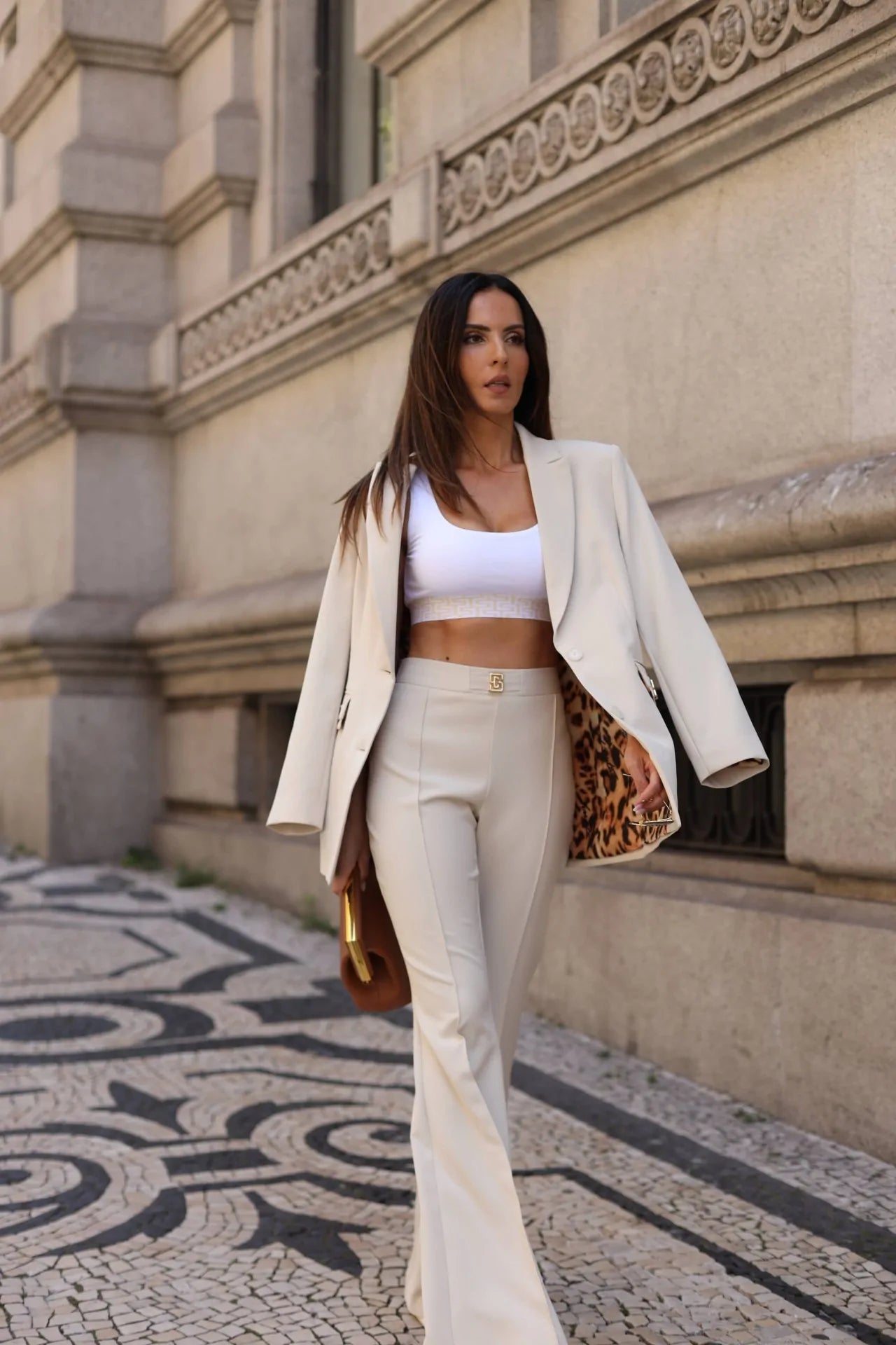 Bell-bottom pants with metallic application - Scripta