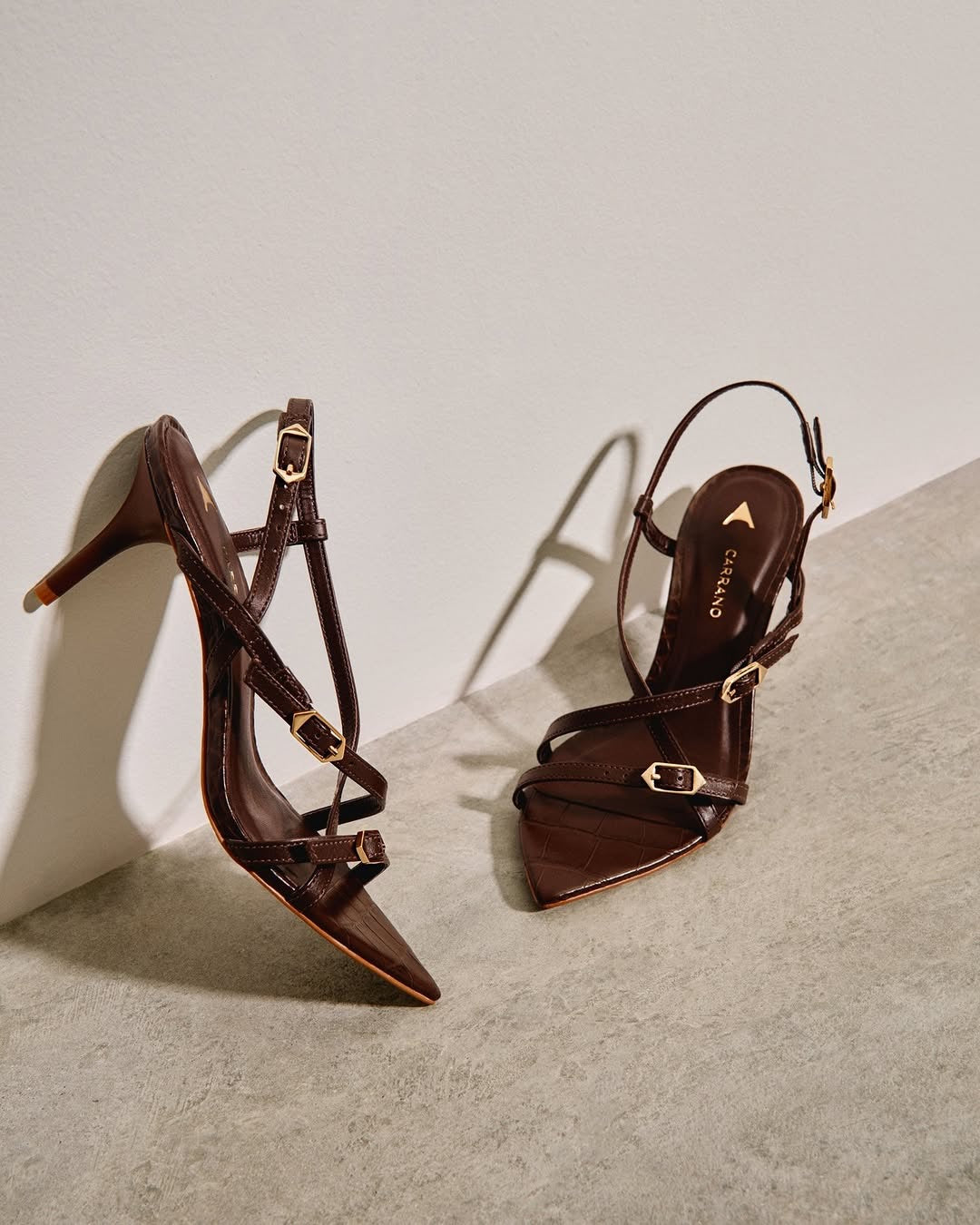 Sandálias De Salto Em Pele Soft Brunette – Carrano