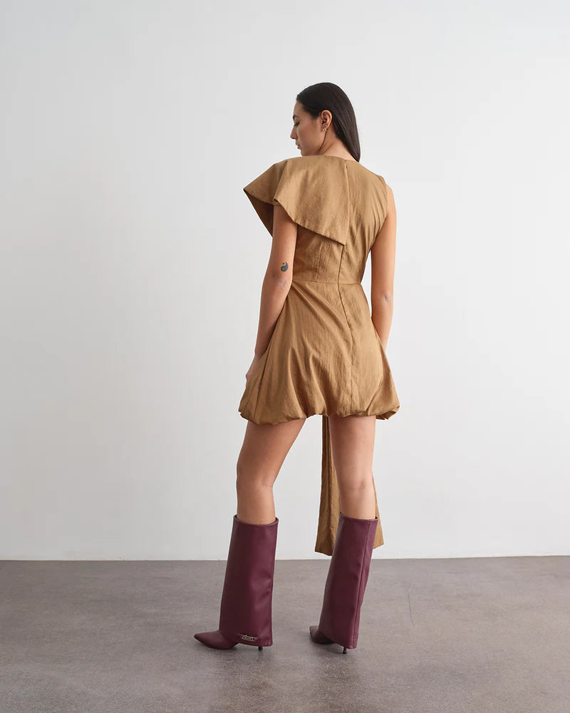 Vestido Curto Drapeado Com Aplicação De Joia - Jijil