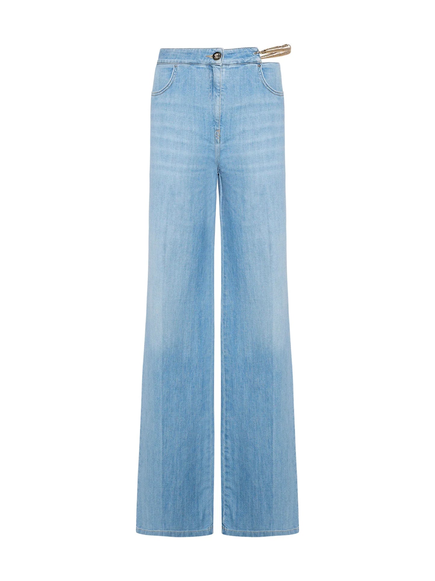 Wide Leg Jeans with Waist Detail - Simona Corsellini