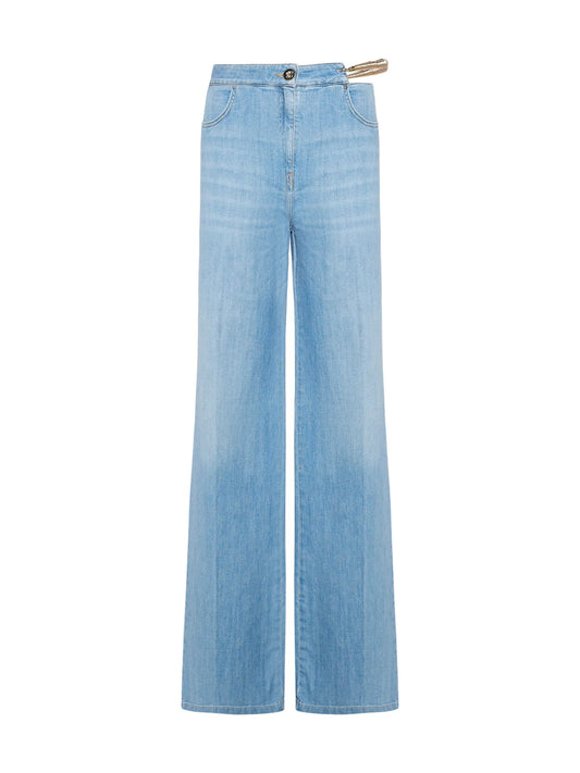 Wide Leg Jeans with Waist Detail - Simona Corsellini
