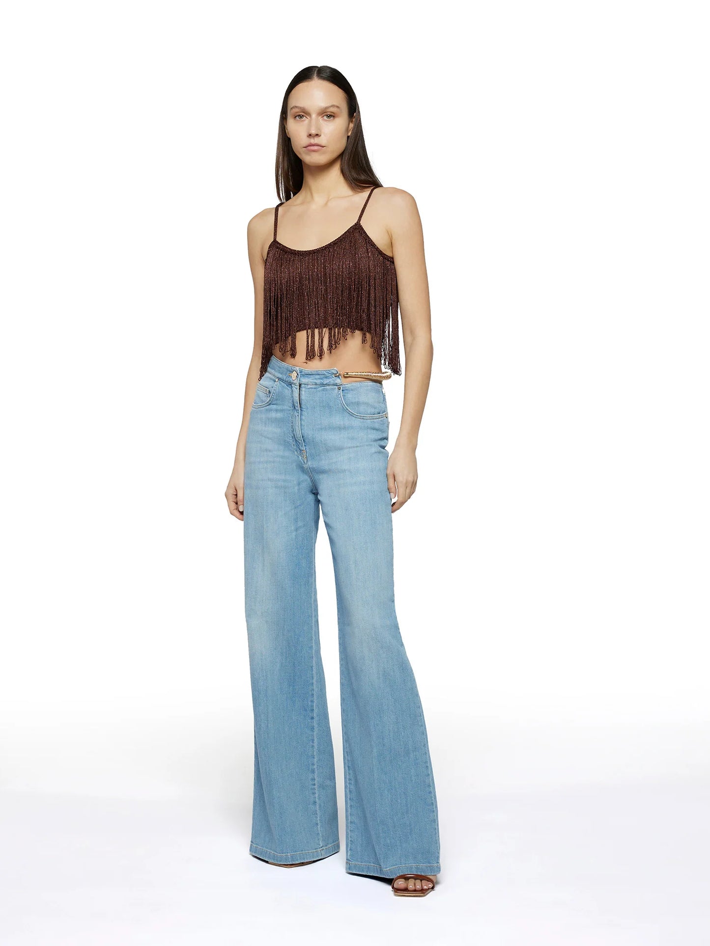 Wide Leg Jeans with Waist Detail - Simona Corsellini
