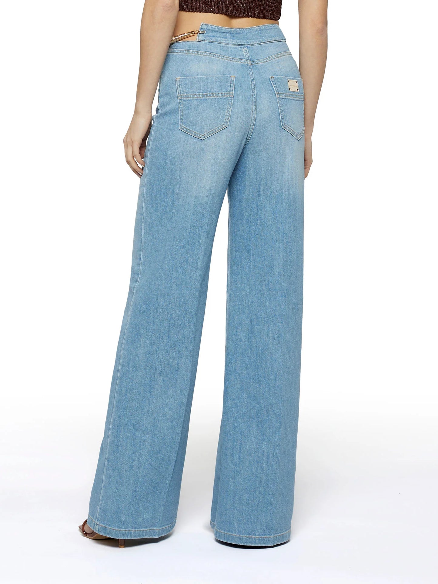 Wide Leg Jeans with Waist Detail - Simona Corsellini