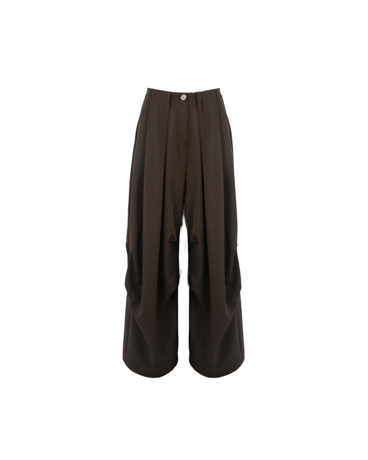 Calças Balloon Ring Stretch em Castanho – Anonyme Designers