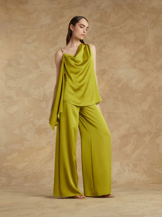 Satin Wide Leg Trousers - Simona Corsellini