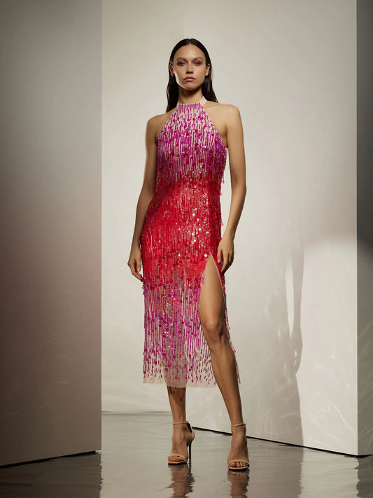 Degrade Embroidered Midi Dress - Simona Coresellini