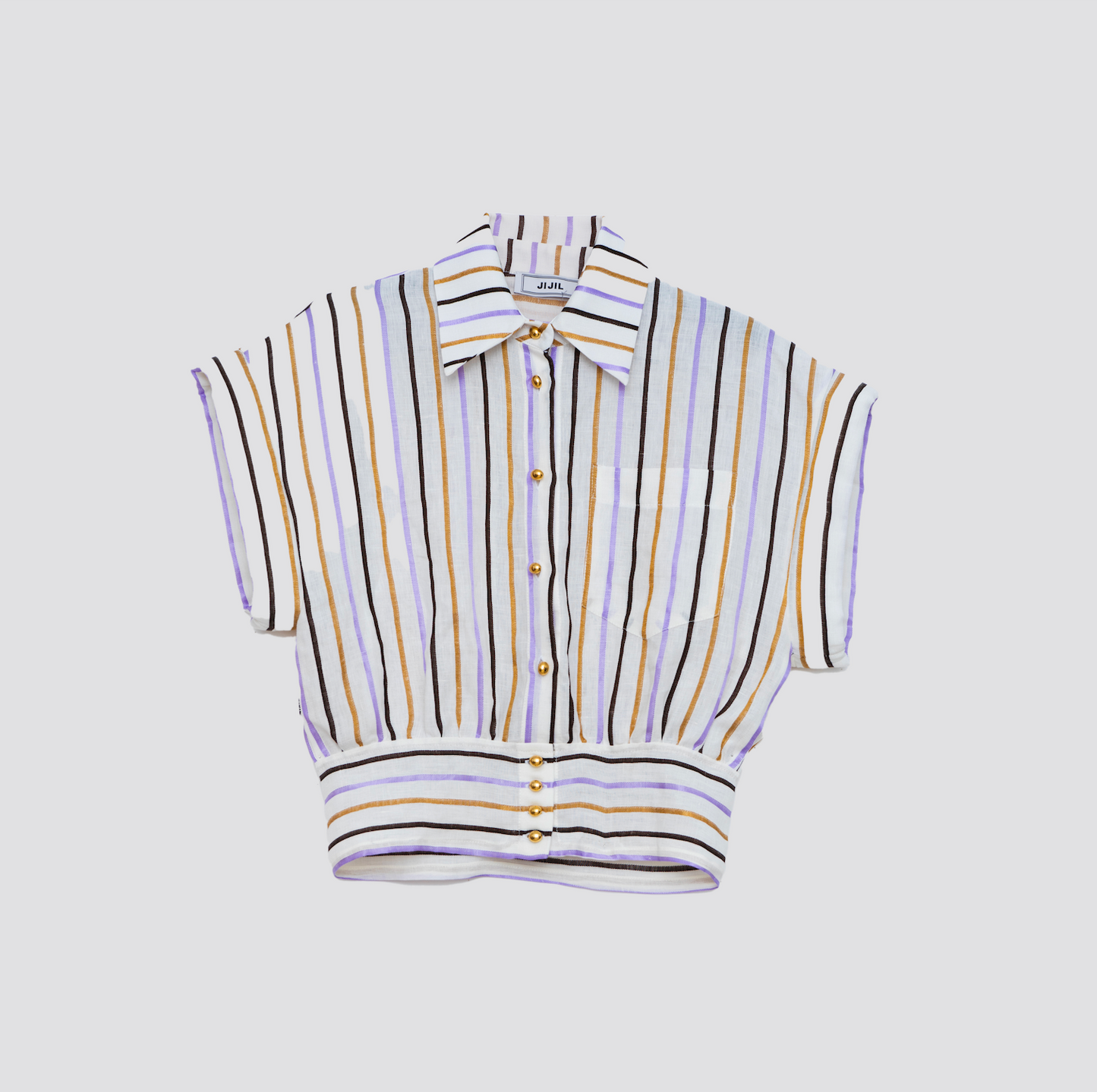 Camisa Listrada Com Botões Dourados - Jijil