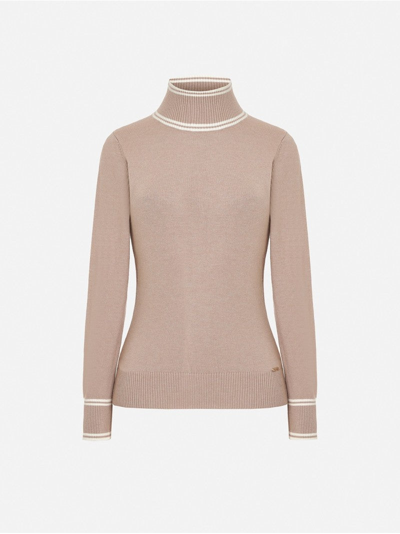 Camisola com Gola Alta e Detalhe de Riscas - Scripta