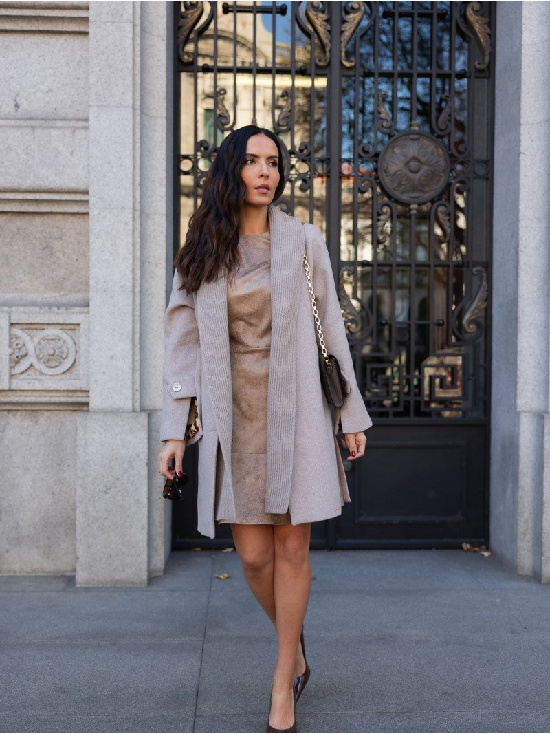 Casaco Bege com Gola Canelada – Scripta