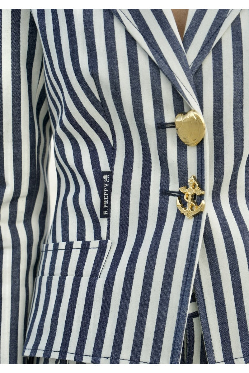 Blazer Risca Clássica Com Botões Dourados – Highly Preppy