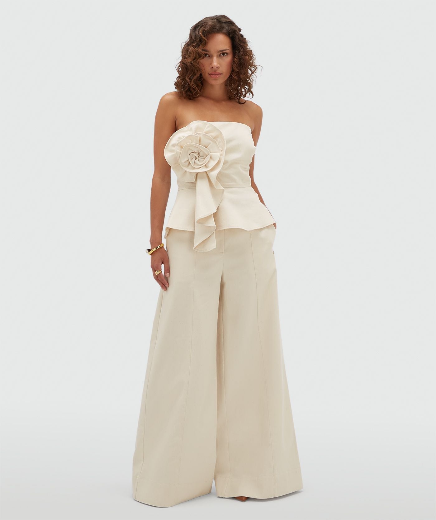 JV Ferra Bustier de Algodão com Flor - Cru