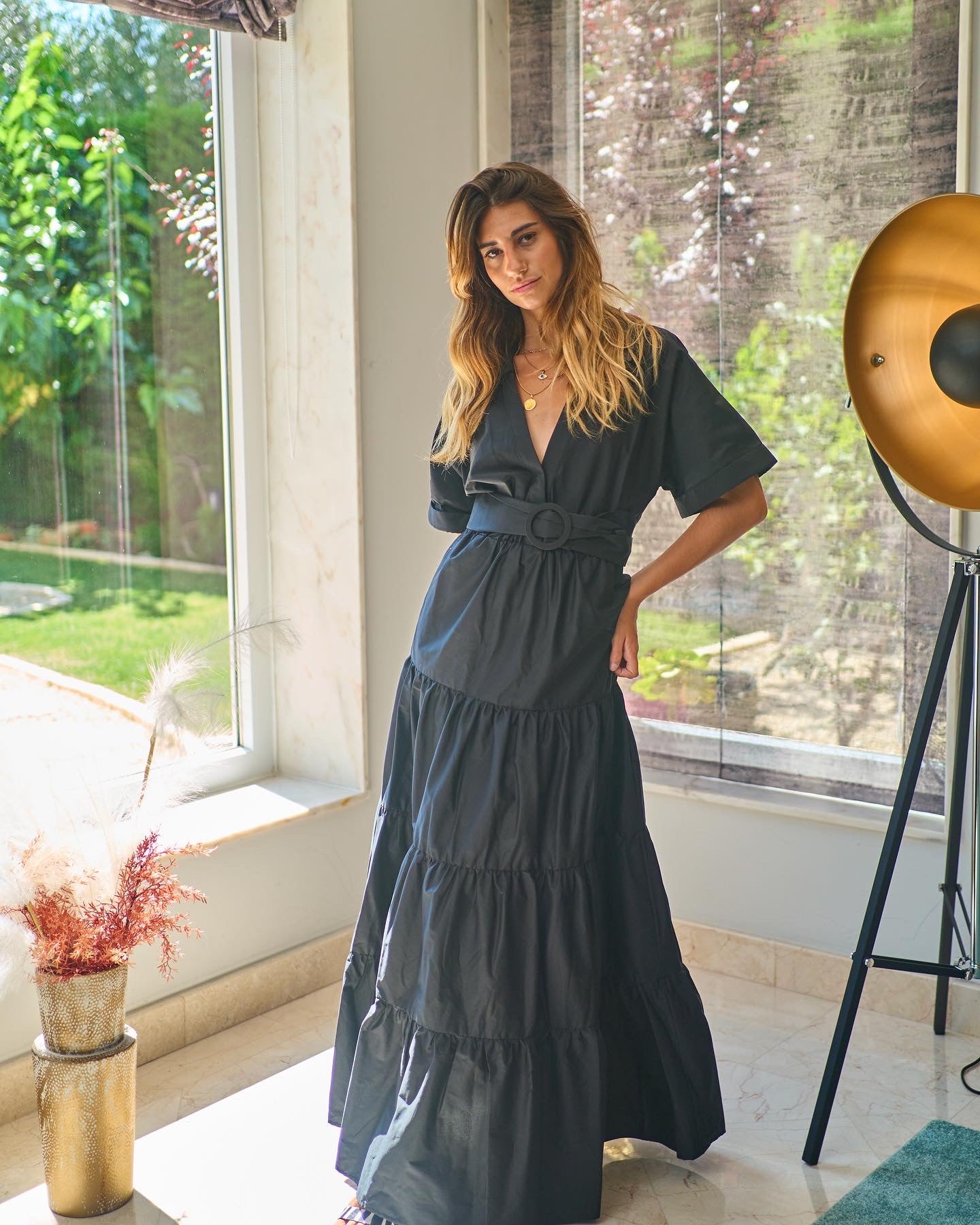 VESTIDO LONGO COM CINTO - Jijil