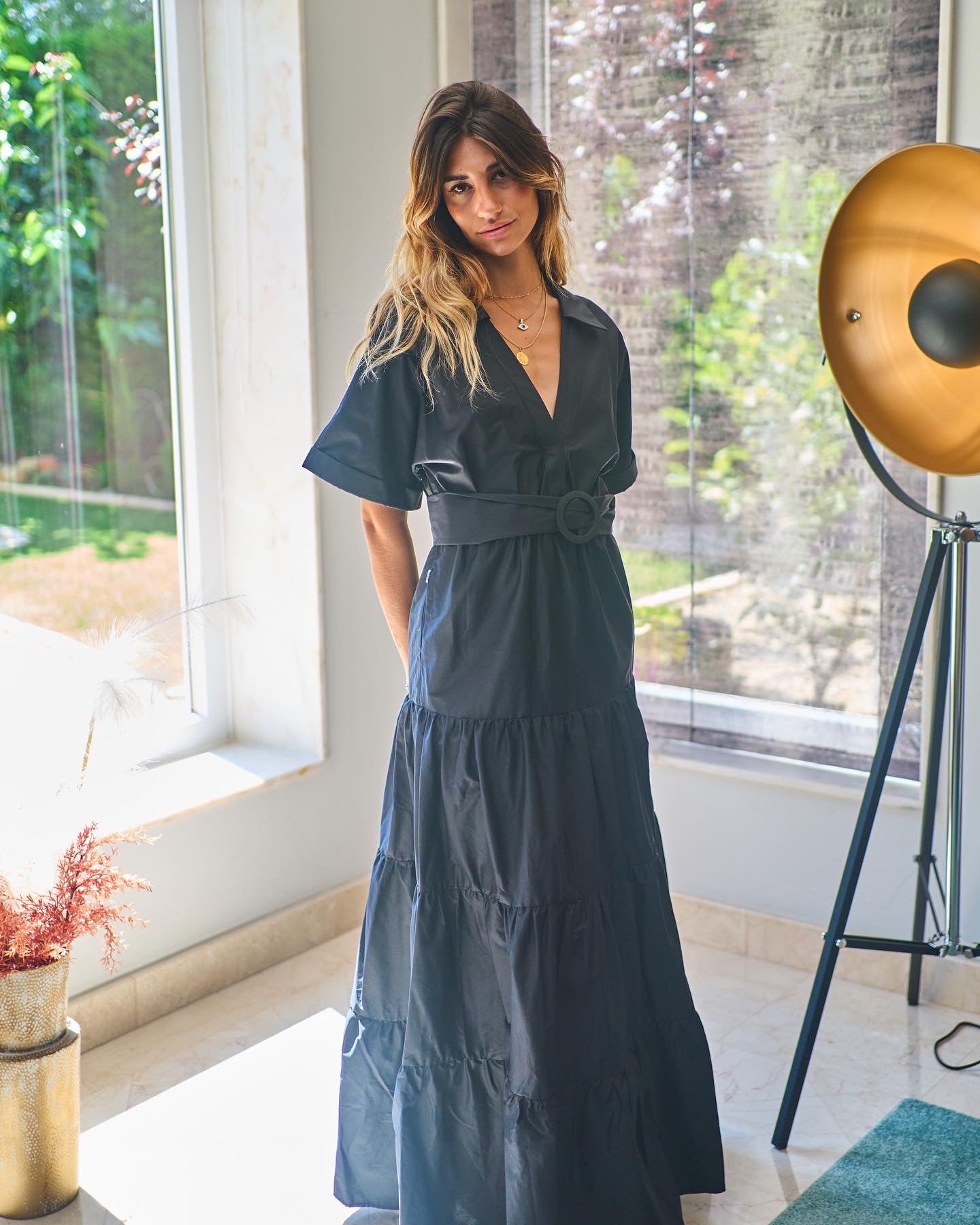 VESTIDO LONGO COM CINTO - Jijil