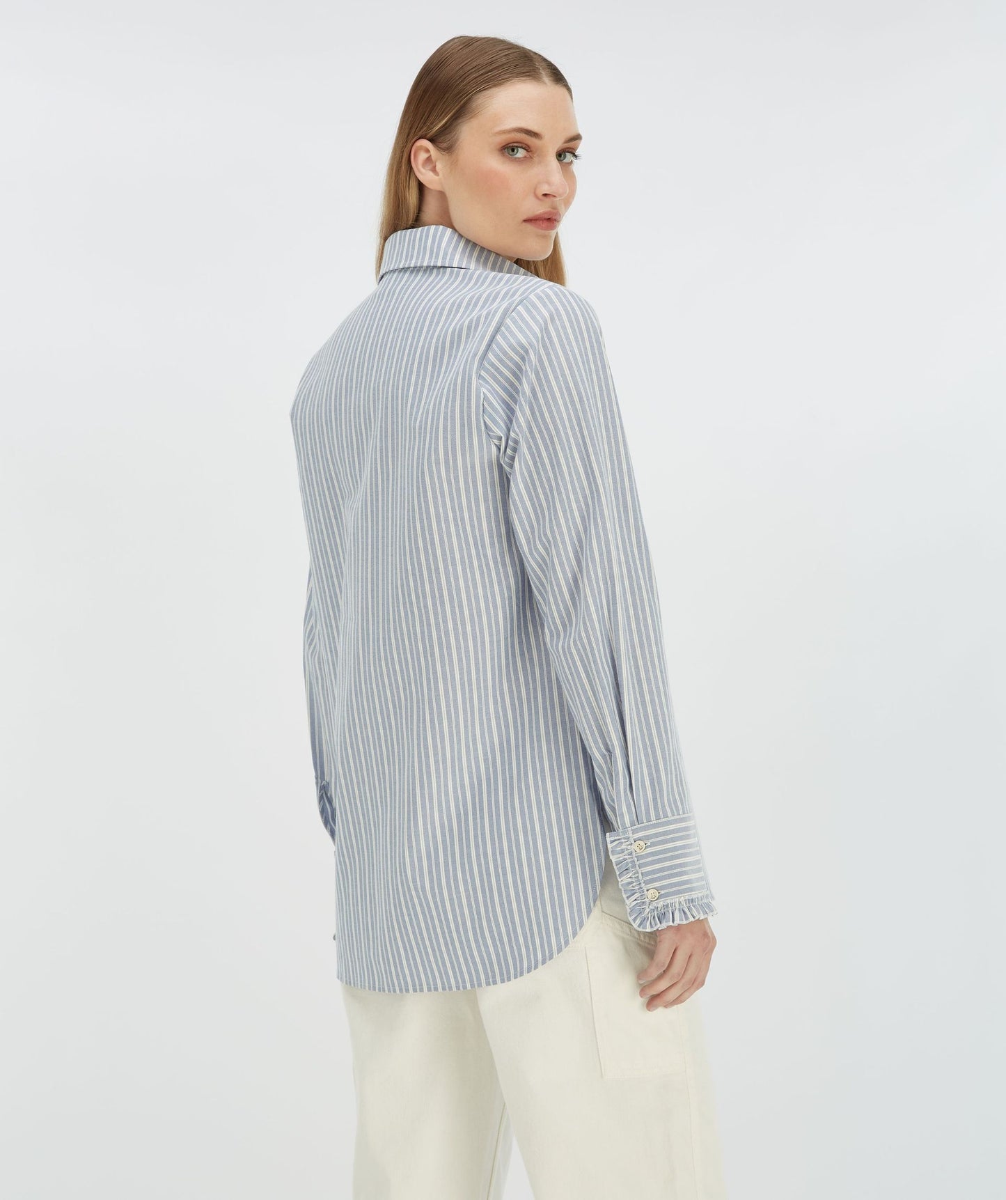 Blusa JENNIE Regular Fit com Riscas e Folhos - Josh V