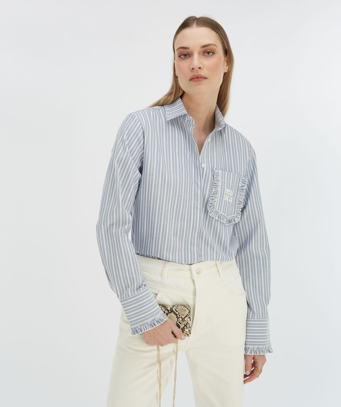 Blusa JENNIE Regular Fit com Riscas e Folhos - Josh V