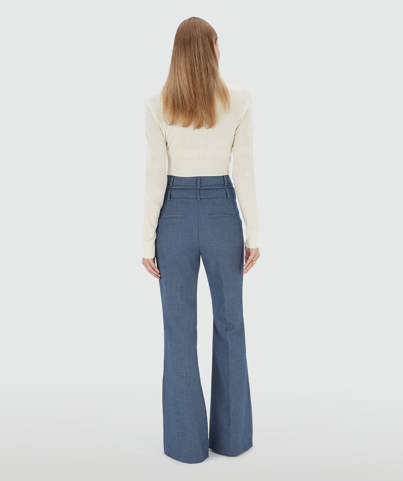 Calças Largas de Cintura Alta LIORA Azul Chambray - Josh V